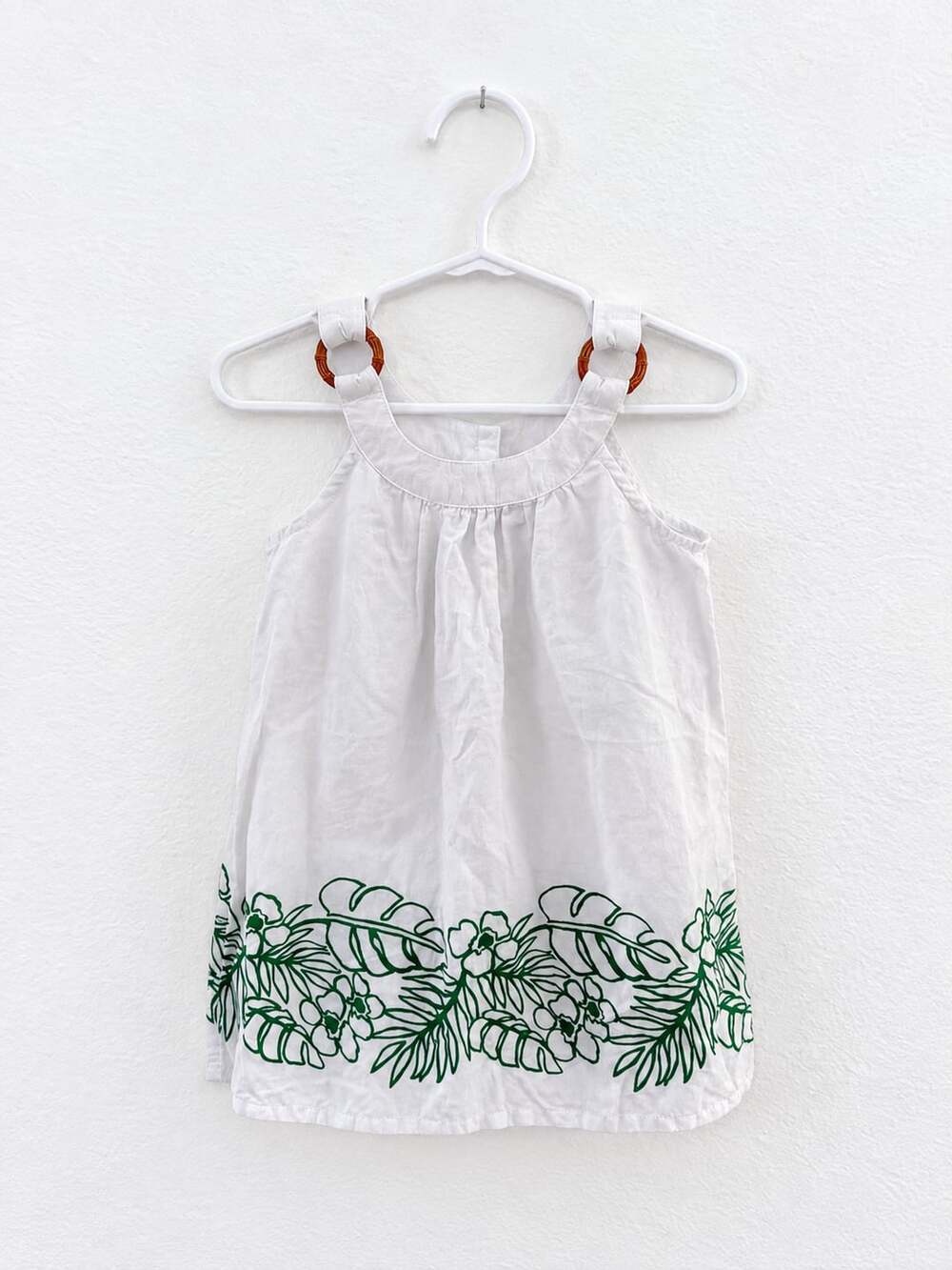 Janie and Jack Dress Size 2T White Tropical Leaf Palm Dress